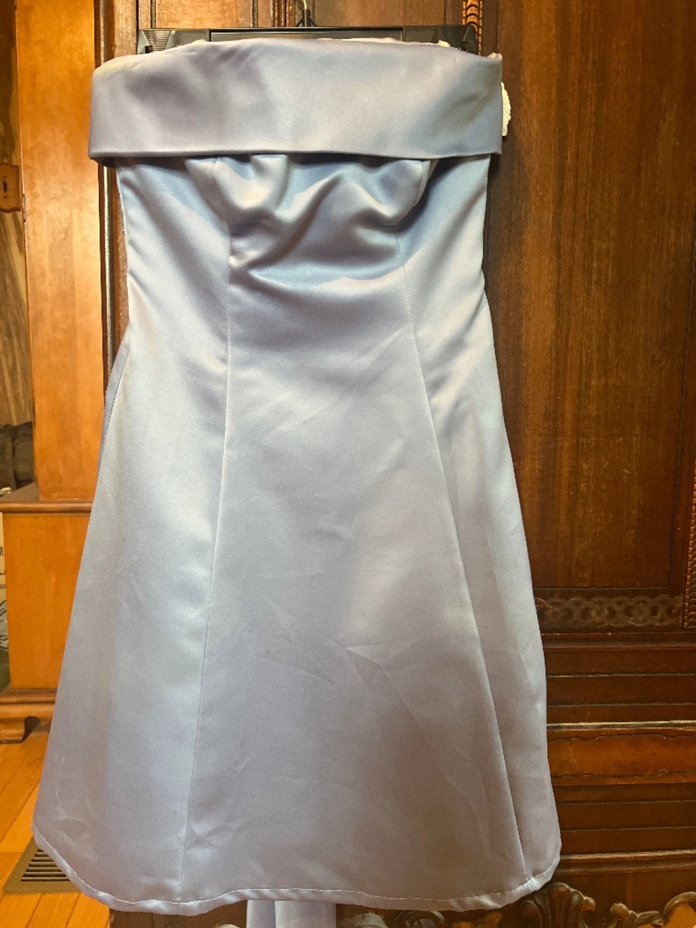 Vintage Y2K Michaelangelo Powder Blue Satin Strapless Mini Dress - Size 4